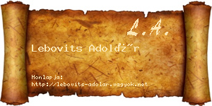 Lebovits Adolár névjegykártya